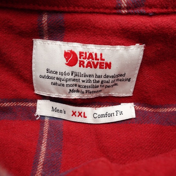 NEW Fjallraven Comfort Ovik Plaid Flannel Shirt 84132-345-560 Red/Navy - Picture 2 of 13